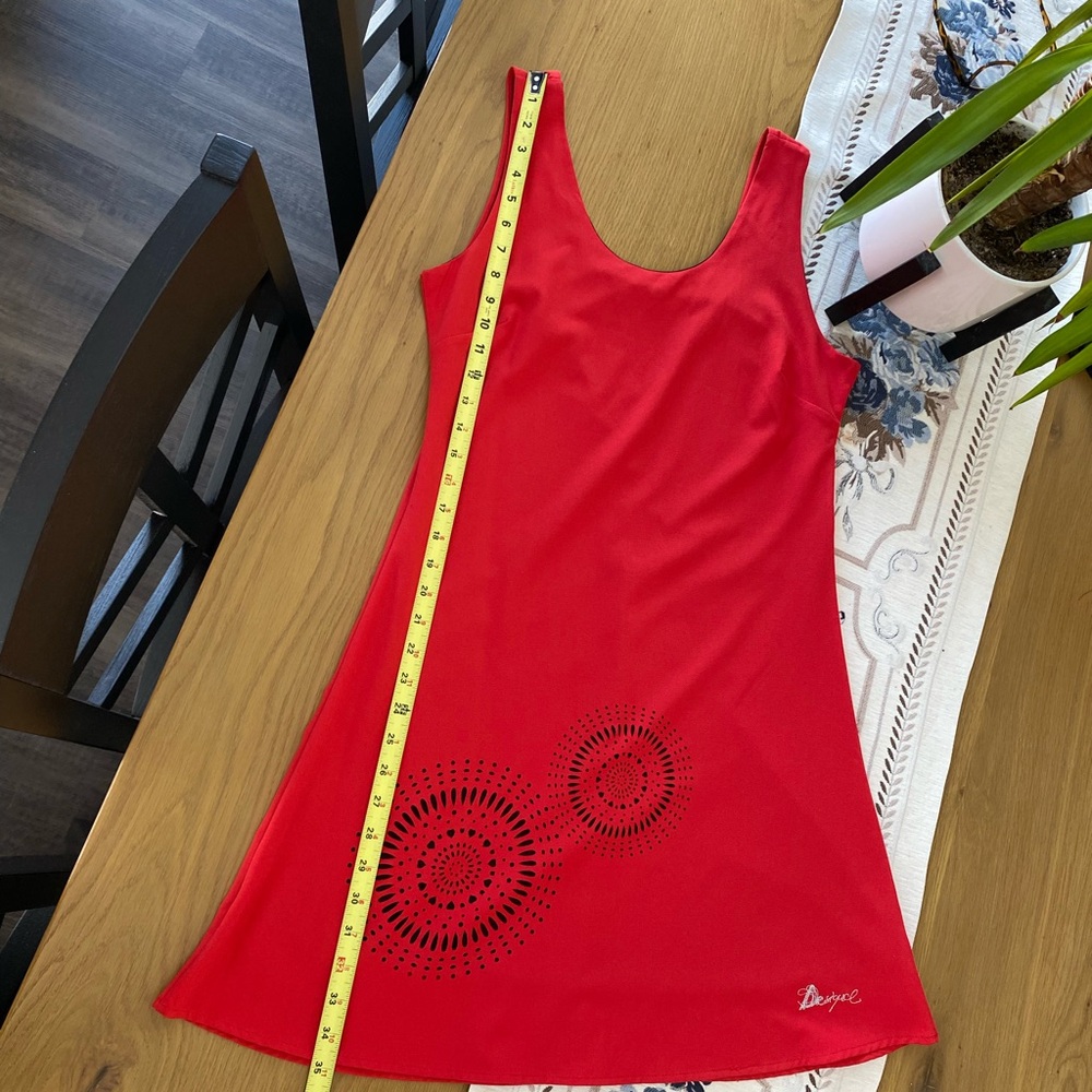 Desigual Vibrant Red Mini Dress with Artistic Detail - NWOT Size 10 - Picture 7 of 9